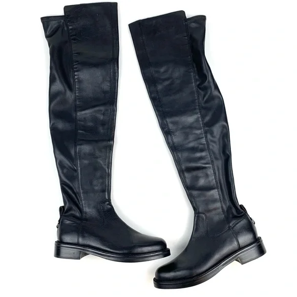 Sam Edelman Narisa Over The Knee Boots Black Leather Low Heel Classic! Size 6.5 - Picture 2 of 9